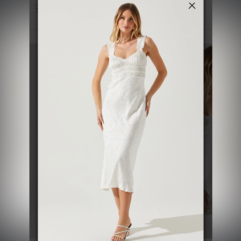 ASTR the Label Enola Satin Smocked Midi